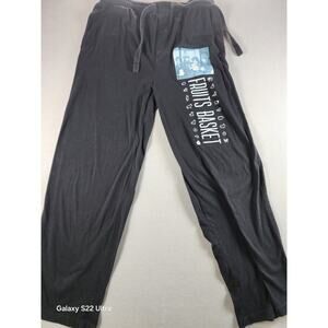 Box Lunch Fruit Baskets Mens Sleep Lounge Pants Large Black Graphic Anime